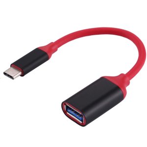 Aluminum Alloy Head USB-C / Type-C 3.1 Male to USB 3.0 Female OTG Converter Adapter Cable (Red)